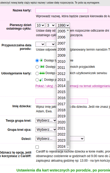 Błąd w karcie ciąży